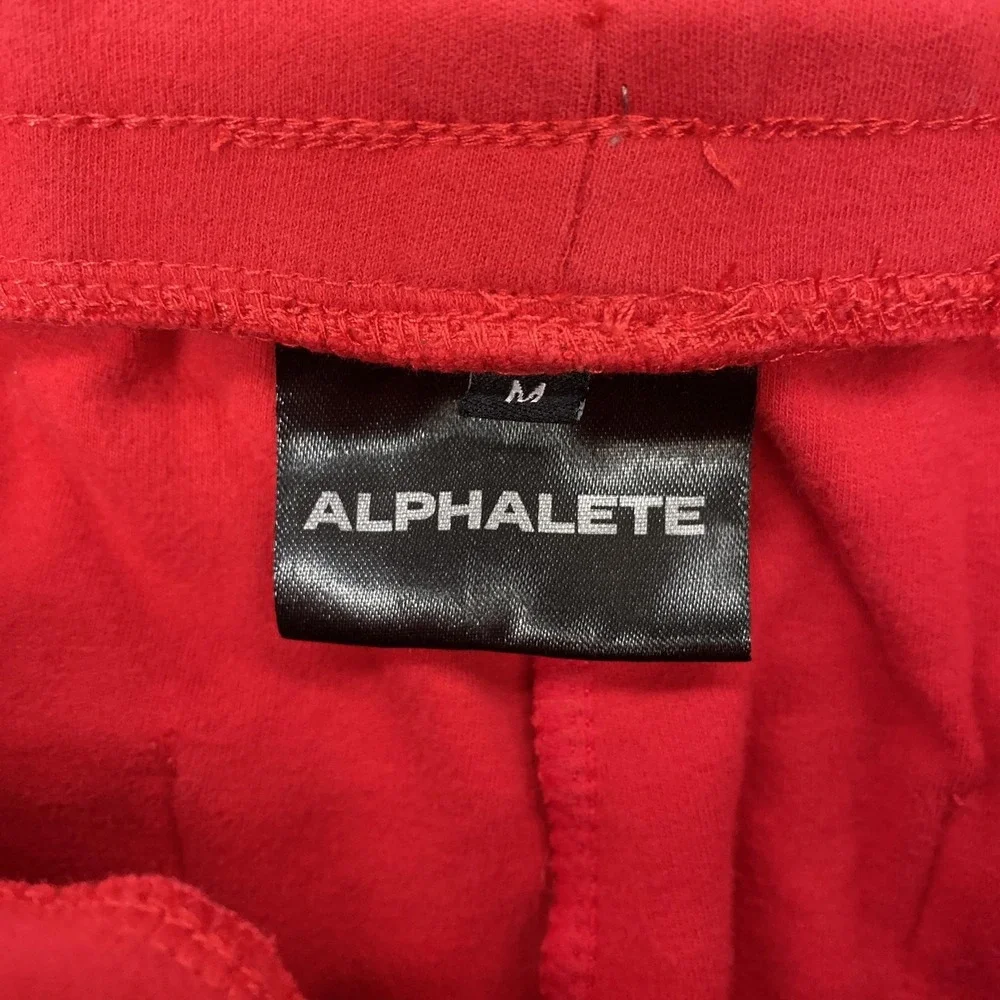 Alphalete‎ Joggers Mens Medium Red Knit Sweatpants Zip Pocket Slim Fit Gym